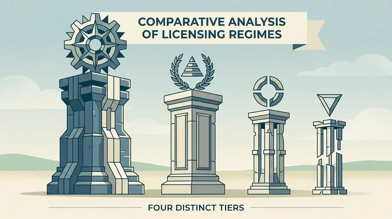 Comparison of Curacao and Anjouan licensing tiers against stricter Malta and Gibraltar regimes