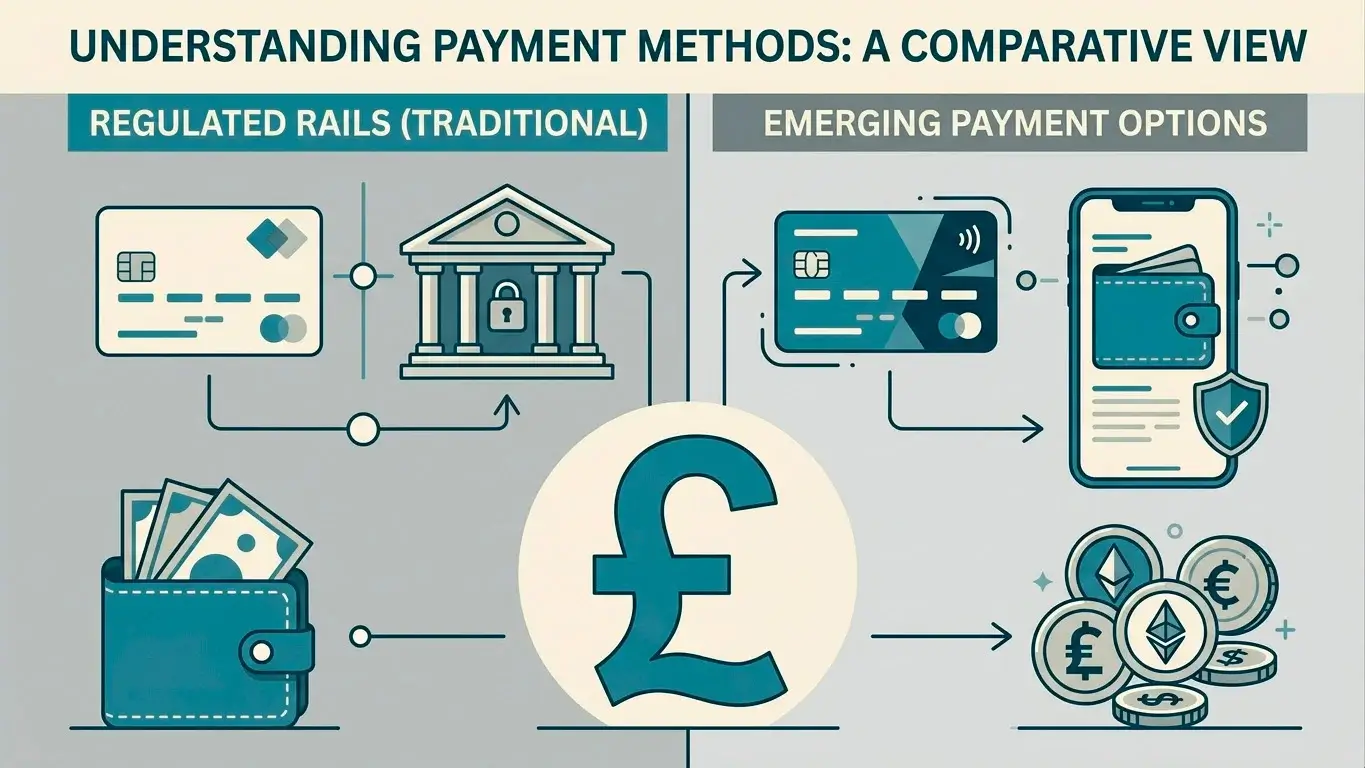 Comparison of GBP payment methods available on UK-licensed sites versus offshore sites
